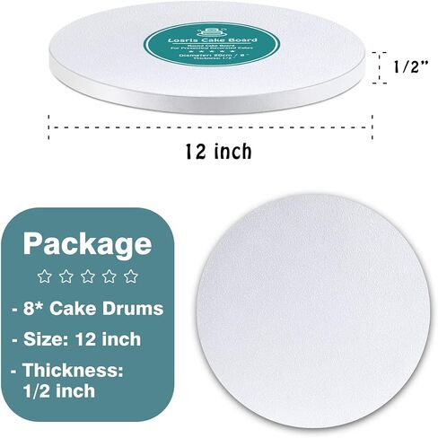 White Cake Drums Round 6 Inch Cake Boards with 1/2-Inch Thick Smooth Edges for Multi Tiered Birthday Wedding Party Cakes Drum Board in Saudi Arabia