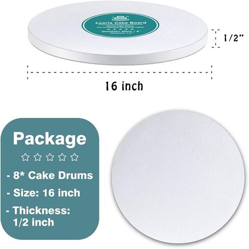 White Cake Drums Round 6 Inch Cake Boards with 1/2-Inch Thick Smooth Edges for Multi Tiered Birthday Wedding Party Cakes Drum Board in Saudi Arabia