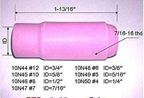 RIVERWELD TIG ألومينا فوهات كوب درع السيراميك #7 10N47 7/16 "فتحة تناسب DB PTA SR WP 17 18 26 TIG شعلة لحام 10pk in Saudi Arabia