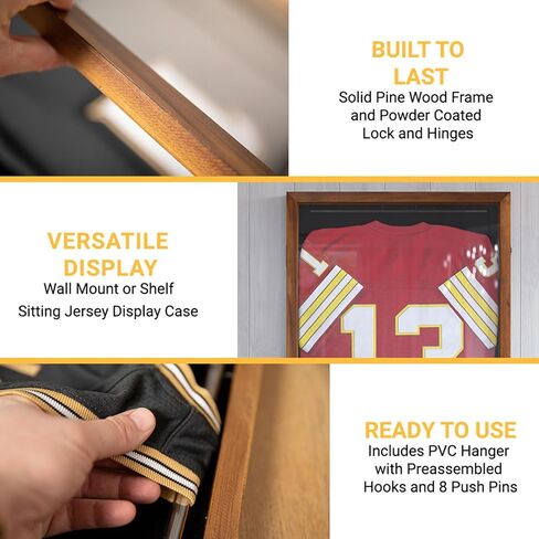 HBCY Creations Matte Black Jersey Frame Display Case - 24x36 Premium Shadow Box with Anti-Theft Lock, Acrylic Window, Solid Wood Frame, Fits, includes Hanger and Hanging Hardware in Saudi Arabia