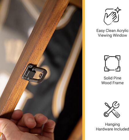 HBCY Creations Matte Black Jersey Frame Display Case - 24x36 Premium Shadow Box with Anti-Theft Lock, Acrylic Window, Solid Wood Frame, Fits, includes Hanger and Hanging Hardware in Saudi Arabia