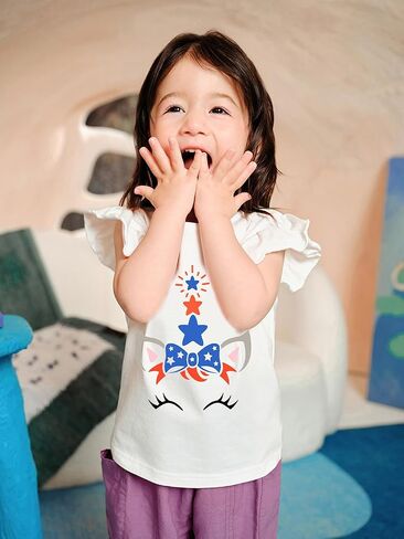 Tkria July 4th Tank Top Girl Toddler 4th of July Shirt Baby Girl American Flag Shirt USA Ruffle Tee Girl Patriotic Outfit in Saudi Arabia