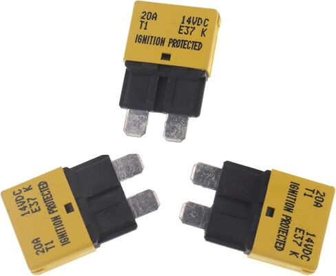 3PCS Circuit Breakers E37 Auto (T1) Reset Low Profile ATC/ATO 20A 14V DC in Kuwait