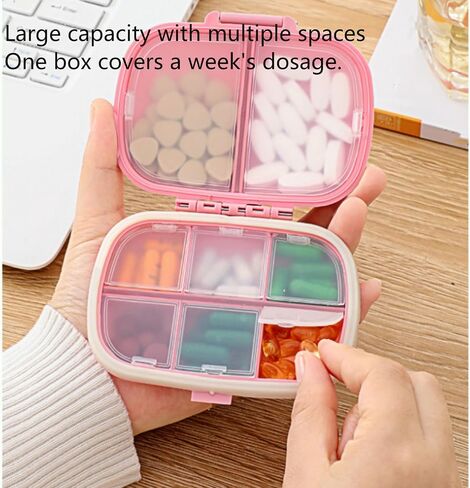3 Pack Compact Pill Organizer, VOVOU 8 Compartments Daily Medicine Case, Dust-Proof Pocket-Sized Pill Container for Travel & Purse, Sturdy Vitamin Supplement Pill Box Holder Organizer (Multi-Colored) in Saudi Arabia