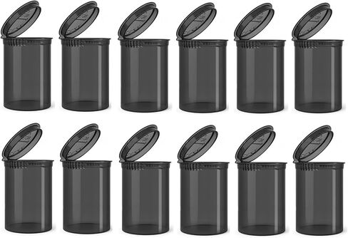 Empty Pill Bottles 30 Dram Smell Proof Child Resistant Airtight Pop Top Containers, Plastic Vials for Medicine, Herbs and Suppliments - 12 Pack (Black Opaque) in Saudi Arabia