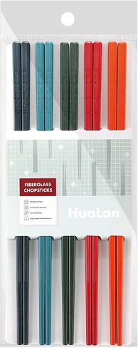Colorful Fiberglass Chopsticks, Dishwasher Safe Chopstick, Reusable Non-slip Chop Sticks, 9 1/2 Inches, 5 Pairs in Saudi Arabia