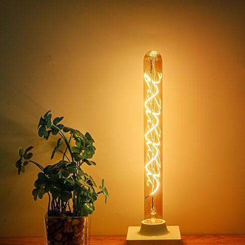 Dimmable 4W Tube LED Eison Bulb, T10 Vintage Long LED Bulb 40 Watt Equivalent Warm White 2700K, E26 Medium Base Amber Colored 7.3 Inch Long tubular edison bulb, 3 Pack in Saudi Arabia