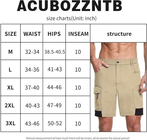شورت Acubozzntb للرجال للمشي لمسافات طويلة، شورت كاجوال سريع الجفاف مع جيوب متعددة للرجال، الركض، التسلق، صيد الأسماك، المشي in Kuwait