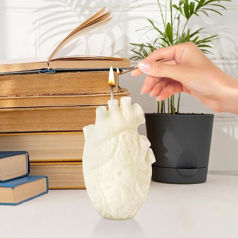 Zainpe Anatomical Heart Shaped Candle Gift Pine Fragrance Natural Soy Wax Handmade Aromatherapy Candle Home Aesthetic Decor Desk Decoration for House Bedroom Party Supplies Rose Pink 2.4 x 4.1 in in Saudi Arabia