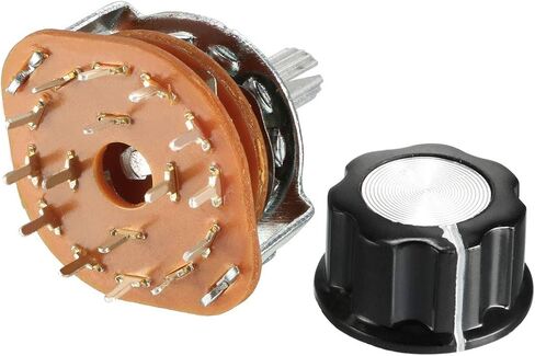 uxcell 4P3T 4 Pole 3 Throw Single Deck Band Channel Rotary Switch Selector with Black Plastic Knob in Saudi Arabia