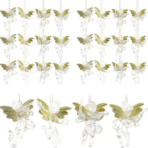 BESTOYARD 24pcs Christmas Angel Ornaments Set Mini Size Angel Ornaments Clear Plastic Hanging Angels for Christmas Tree Decorations 6cm Asoorted Color in Saudi Arabia