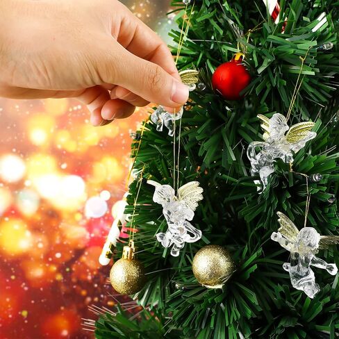 BESTOYARD 24pcs Christmas Angel Ornaments Set Mini Size Angel Ornaments Clear Plastic Hanging Angels for Christmas Tree Decorations 6cm Asoorted Color in Saudi Arabia