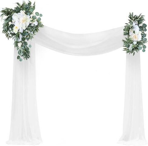 مجموعة زهور الزفاف الاصطناعية مكونة من 4 قطع، قطعتان من الزهور، قطعتان من القماش الأبيض اللون، شجرة حفل الزفاف وديكور خلفية الاستقبال، ديكور خارجي للحفلات in Kuwait