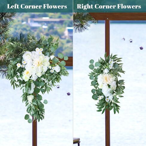 مجموعة زهور الزفاف الاصطناعية مكونة من 4 قطع، قطعتان من الزهور، قطعتان من القماش الأبيض اللون، شجرة حفل الزفاف وديكور خلفية الاستقبال، ديكور خارجي للحفلات in Kuwait