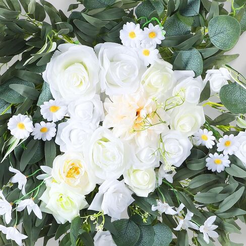 مجموعة زهور الزفاف الاصطناعية مكونة من 4 قطع، قطعتان من الزهور، قطعتان من القماش الأبيض اللون، شجرة حفل الزفاف وديكور خلفية الاستقبال، ديكور خارجي للحفلات in Kuwait