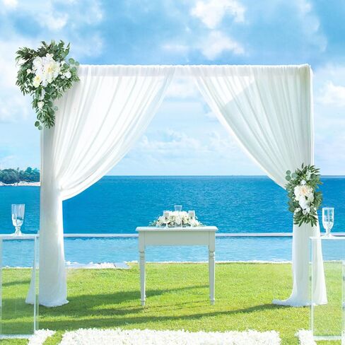 مجموعة زهور الزفاف الاصطناعية مكونة من 4 قطع، قطعتان من الزهور، قطعتان من القماش الأبيض اللون، شجرة حفل الزفاف وديكور خلفية الاستقبال، ديكور خارجي للحفلات in Kuwait