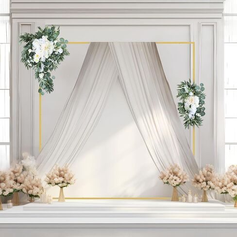 مجموعة زهور الزفاف الاصطناعية مكونة من 4 قطع، قطعتان من الزهور، قطعتان من القماش الأبيض اللون، شجرة حفل الزفاف وديكور خلفية الاستقبال، ديكور خارجي للحفلات in Kuwait