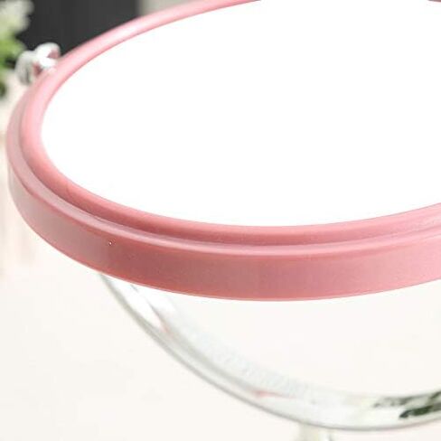 6-Inch Mirrors Tabletop Vanity Makeup Mirror Two-sided Swivel Desk Mirror One Side 3X Magnification (Bead pink) in Saudi Arabia