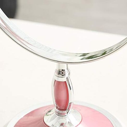 6-Inch Mirrors Tabletop Vanity Makeup Mirror Two-sided Swivel Desk Mirror One Side 3X Magnification (Bead pink) in Saudi Arabia
