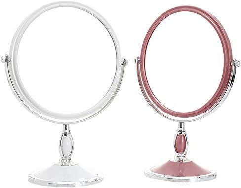 6-Inch Mirrors Tabletop Vanity Makeup Mirror Two-sided Swivel Desk Mirror One Side 3X Magnification (Bead pink) in Saudi Arabia