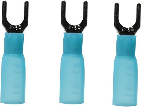 100 PCS Heat Shrink Fork Connectors, U-Type #10 Spade Wire Connectors Kit, Insulated Fork Spade, Heat Shrink Terminal for Watercraft, Electronics, Automotive-Yellow AWG 12-10 in Saudi Arabia