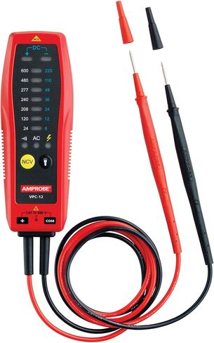 Amprobe VPC-12 Voltage and Continuity Tester with VolTect Non-Contact Voltage Detection and Built-in Vibration Alert,Red in Kuwait