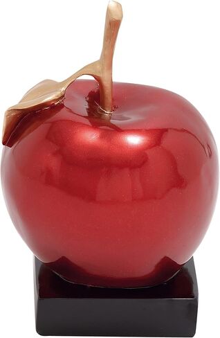 Deco 79 Polystone Fruit Apple Sculpture with Black Base, 11" x 11" x 17", Red in Saudi Arabia