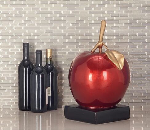 Deco 79 Polystone Fruit Apple Sculpture with Black Base, 11" x 11" x 17", Red in Saudi Arabia