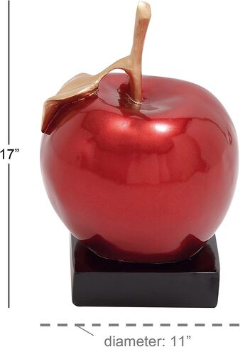 Deco 79 Polystone Fruit Apple Sculpture with Black Base, 11" x 11" x 17", Red in Saudi Arabia