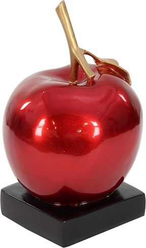 Deco 79 Polystone Fruit Apple Sculpture with Black Base, 11" x 11" x 17", Red in Saudi Arabia