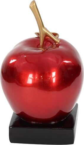 Deco 79 Polystone Fruit Apple Sculpture with Black Base, 11" x 11" x 17", Red in Saudi Arabia