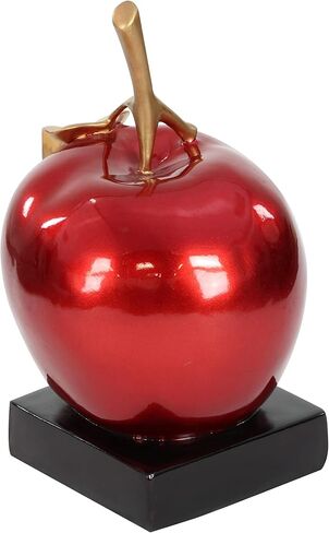 Deco 79 Polystone Fruit Apple Sculpture with Black Base, 11" x 11" x 17", Red in Saudi Arabia