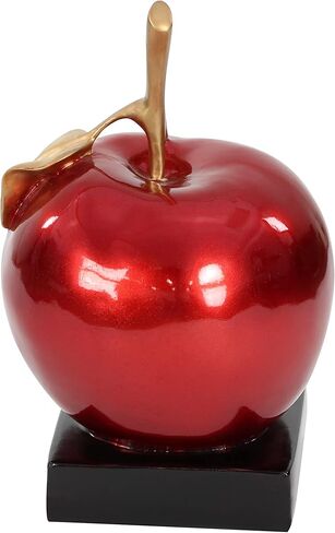 Deco 79 Polystone Fruit Apple Sculpture with Black Base, 11" x 11" x 17", Red in Saudi Arabia