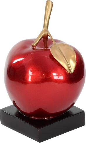Deco 79 Polystone Fruit Apple Sculpture with Black Base, 11" x 11" x 17", Red in Saudi Arabia