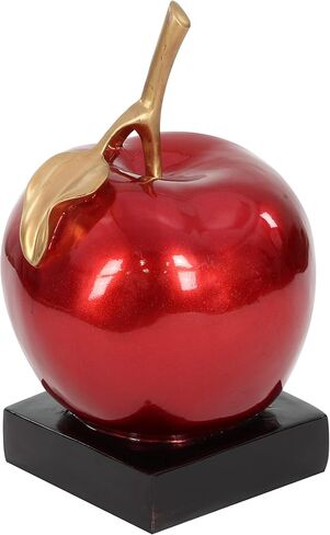Deco 79 Polystone Fruit Apple Sculpture with Black Base, 11" x 11" x 17", Red in Saudi Arabia