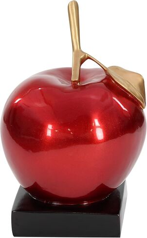 Deco 79 Polystone Fruit Apple Sculpture with Black Base, 11" x 11" x 17", Red in Saudi Arabia