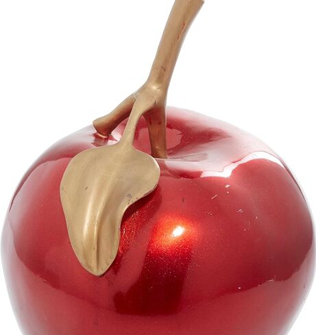 Deco 79 Polystone Fruit Apple Sculpture with Black Base, 11" x 11" x 17", Red in Saudi Arabia