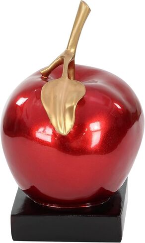 Deco 79 Polystone Fruit Apple Sculpture with Black Base, 11" x 11" x 17", Red in Saudi Arabia