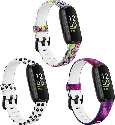 [3 عبوات] أحزمة ساعة مخصصة لـ Fitbit Inspire 3 لتتبع اللياقة البدنية للنساء والرجال بنمط مطبوع من السيليكون الرياضي مخصصة لـ Fitbit Inspire 3 أحزمة in Saudi Arabia