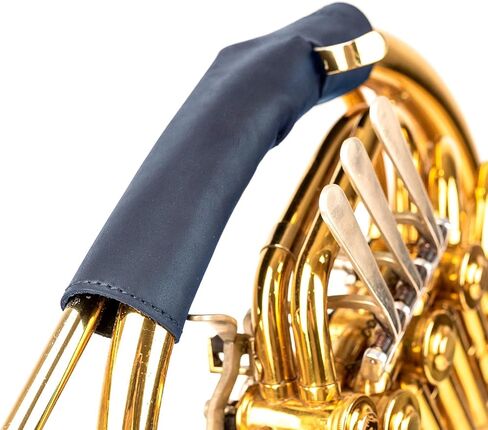 حامل قطعة الفم للقرن الفرنسي المصنوع من الجلد الطبيعي من MG مصنوع من الجلد الطبيعي لقطعتين من الفم وحقيبة حماية لقطعة الفم (مزدوج، أسود) in Kuwait