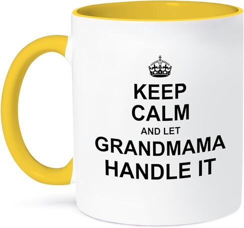 3dRose Keep Calm ودع الجدة تتعامل مع الأمر الممتع والجدة المضحكة، كوب أسود، 11 أونصة in Kuwait