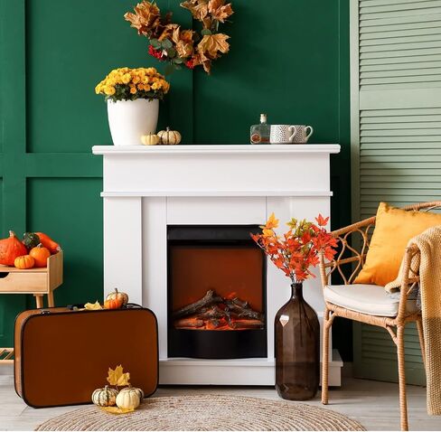 SATINIOR 16 Pcs Fall Leaves Stems Thanksgiving Artificial Maple Fall Branches Autumn Fake Leaves Stems Faux Branches Maple Shrubs for Home Table Vase Fall Party Decorations in Saudi Arabia