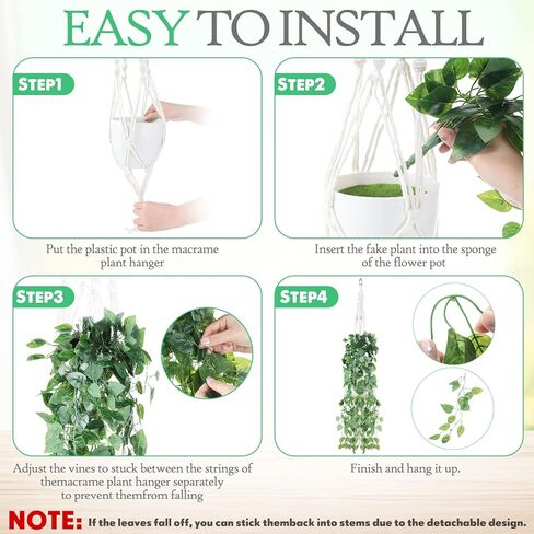 meekoo 2 جهاز كمبيوتر شخصى وهمية النباتات المعلقة مع وعاء وشماعات النبات الاصطناعي Pothos الكروم شنقا بوعاء النباتات الخضراء للداخلية في الهواء الطلق بوهو المنزل جدار مكتب الزينة (نبات الكرمة الخضراء) in Kuwait