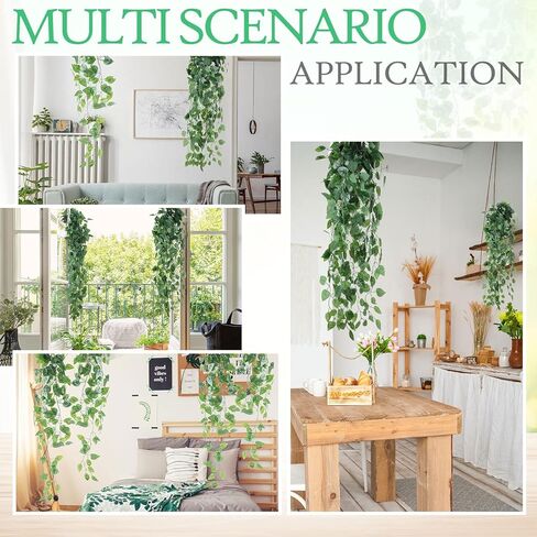 meekoo 2 جهاز كمبيوتر شخصى وهمية النباتات المعلقة مع وعاء وشماعات النبات الاصطناعي Pothos الكروم شنقا بوعاء النباتات الخضراء للداخلية في الهواء الطلق بوهو المنزل جدار مكتب الزينة (نبات الكرمة الخضراء) in Kuwait