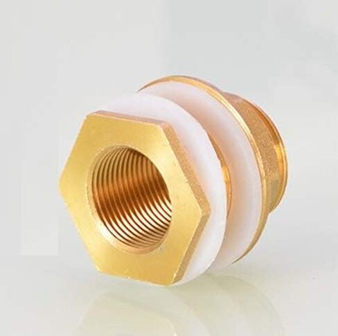Chris.W Solid Brass Bulkhead Fitting, 3 Sets 3/8 Female 1/2 Male Solid Brass Water Tank Connector Theaded with Rubber Rings in Saudi Arabia