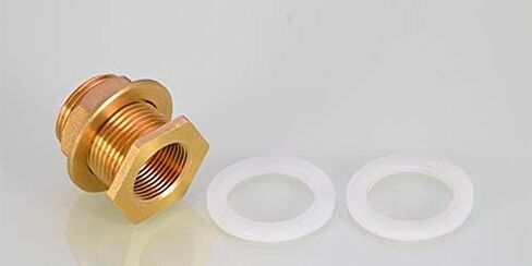 Chris.W Solid Brass Bulkhead Fitting, 3 Sets 3/8 Female 1/2 Male Solid Brass Water Tank Connector Theaded with Rubber Rings in Saudi Arabia