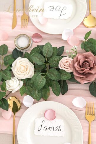 Lookein Artificial Rose Flower Garland Greenery Garland 5FT for Wedding Ceremony Backdrop Arch Flowers Table Centerpieces Decorations, Garden Dusty Rose in Saudi Arabia
