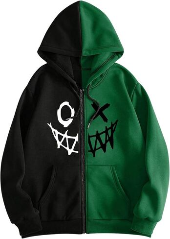 RoseSeek Men's Zip Up Hoodies Graphic Long Sleeve Pullover Hoodies Sweatshirt Western Streetwear Hoodies in Saudi Arabia