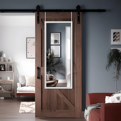 NeuType 47" x 18" Door Mirror Full Length Mirror Over The Door Mirror Wall Mount Hanging Mirror with 2 Metal Hangers for Wall Bedroom Bathroom Living Room Decor White in Saudi Arabia