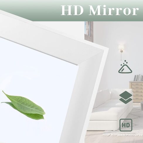 NeuType 47" x 18" Door Mirror Full Length Mirror Over The Door Mirror Wall Mount Hanging Mirror with 2 Metal Hangers for Wall Bedroom Bathroom Living Room Decor White in Saudi Arabia